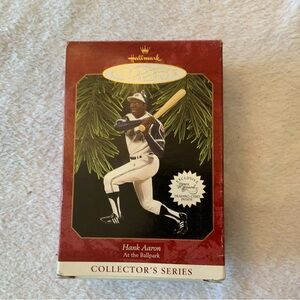 Hallmark Red Baseball Legend Ornament Box Hank Aaron. SKU 2430